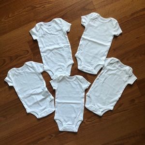 Set of 5 solid white onesies